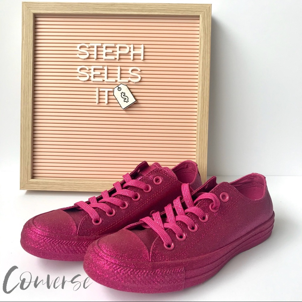 SALE! ⬇️•NEW• Hot Pink Glitter Converse CTAS